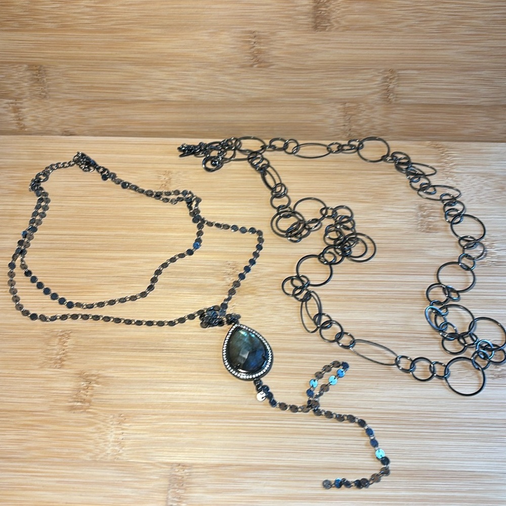 Bundle of 2 black metal necklaces.